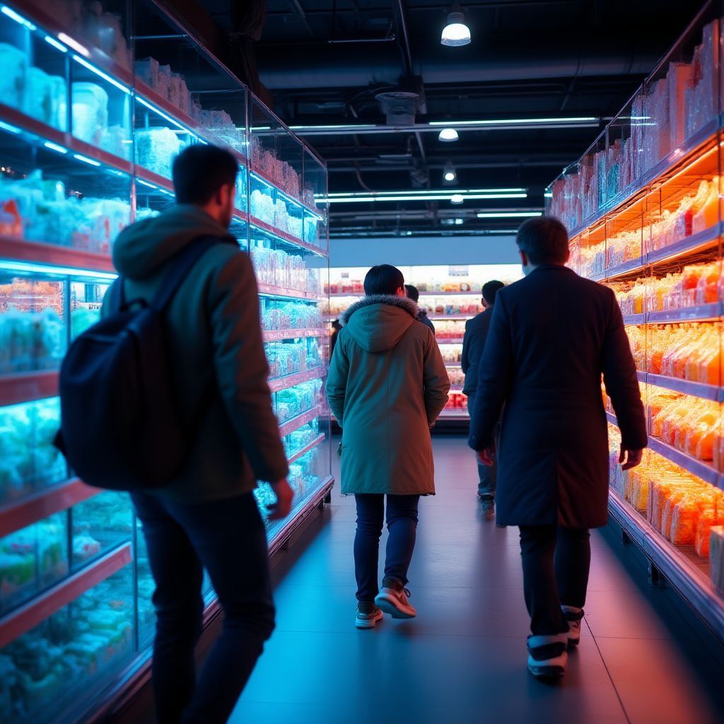 Equipe analisando comportamento de consumidor em loja